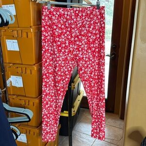 NEW Lularoe TC Tall & Curvy Red White Pink Floral Hearts Leggings Size 12-18